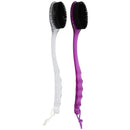 Iconikal Long-Handled Back Bath Brush Scrubber with Charcoal Infused Bristles, Clear and Purple, 2-Pack Iconikal