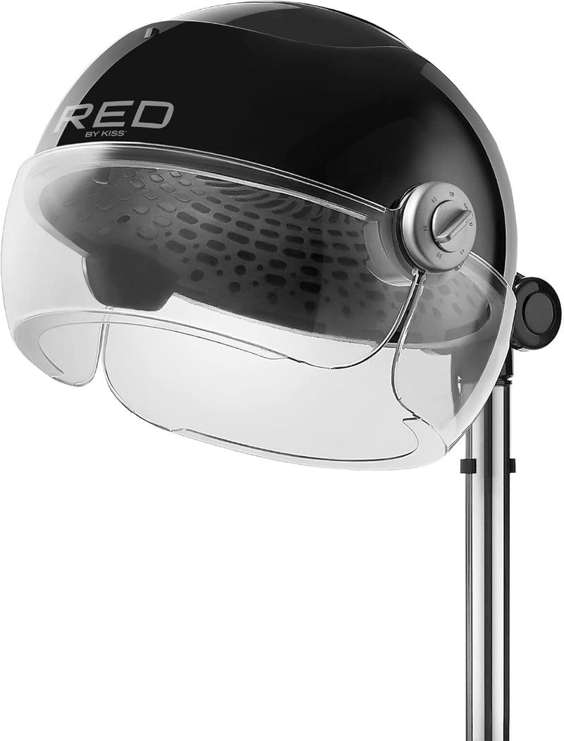 RED by Kiss 3000 Ceramic Stand Hood Dryer with Digital Timer, Adjustable Height, 360° Wheels, 3 Temp Settings, Quick Drying, Comfortable Hood, Ideal for Home & Salon Use Infinity Warehouse