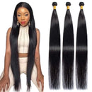 Maxine Hair 10A Brazilian Virgin Straight Hair 3 Bundles 100% Unprocessed Long inch Human Hair Weave Extensions Natural Color Can Be Dyed and Bleached (30''&30''&30'') Maxine Store