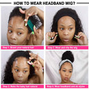 Headband Wig Human Hair Curly Wig with Headband for Black Women 20 Inch Deep Wave Machine Made None Lace Front Wig 150% Density Brazilian Virgin Long Headband Wig YISEA Store