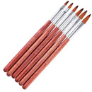 WOKOTO 6Pcs Red Wood Hand Nail Art Brush Set Carving Brush For Acrylic Nail Art Application Builder Crystal Brushes For Nails WOKOTO