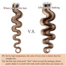 Wavy Rooted Tape in Hair Extensions 100g 40pcs 100% Human Hair Body Wave 24 inch Highlighted Medium Brown & Ash Blonde Long Soft Remy Hair Skin Weft Seamless Invisible Double Side Tape