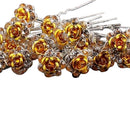 Various Beautiful Designs of Pearl/Crystals and Rhinestone Flower Hair Pins for Brides/Bridesmaids/Prom/Sweet Sixteen/Quinceanera/Weddings - Set of 20 (Gold Roses) The Crafty Owl