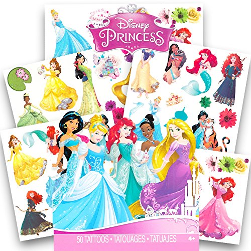 Disney Princess Tattoos - 50 Assorted Temporary Tattoos ~ Cinderella, Ariel, Belle, and More! Savvi