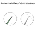 Tweezers for Eyelash Extension - Long 45° Angular Tip Tweezers - Hand Crafted Surgical Stainless Steel Precision Tweezers (Metallic light Green Powder Coated) metaleks