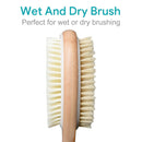 Metene Bamboo Body Brush with Stiff and Soft Natural Bristles, Back Scrubber for Shower with Long Handle, Dual-sided Brush Head for Wet or Dry Brushing, Exfoliating Skin and Clean the Body Easily Metene
