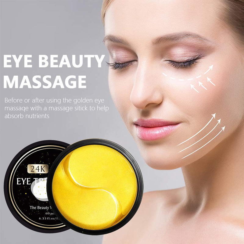 24k Gold Eye Masks-with Collagen Under Eye Patches, Dark Circles Under Eye Gel Treatment Masks, Under Eye Pads For Puffy Eyes,Under Eye Bags ,Anti-Wrinkle, Moisturizing Improves Elasticity 30 PAIRS VANELC