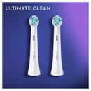 Oral-B iO Ultimate Clean Electric Toothbrush Head, Twisted & Angled Bristles for Deeper Plaque Removal, Pack of 2, White Oral-B