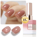 Double Rhythm Translucent Gel Polish Sheer Neutral Natural Light Milky Same Color Same Bottle 15ML Jelly UV Polish Nail Art DIY at Home (Jelly Nude Brown-A1492) Infinity Warehouse