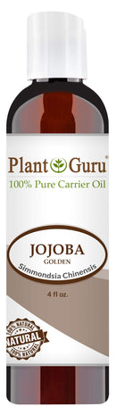 Jojoba Oil 4 oz Cold Pressed Carrier 100% Pure Natural For Skin, Body, Face, and Hair Growth Moisturizer. Great For Creams, Lotions, Lip balm and Soap Making Plant Guru