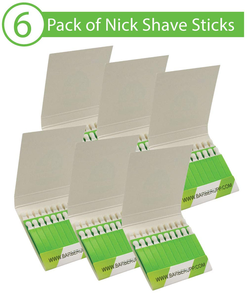 BARBERUPP Styptic Stick Shave Accessories (Green Stix, 6-Pack) Stops Bleeding For Razor Nicks For Men & Women - Sanitary and Great For Barbers or Personal BARBERUPP