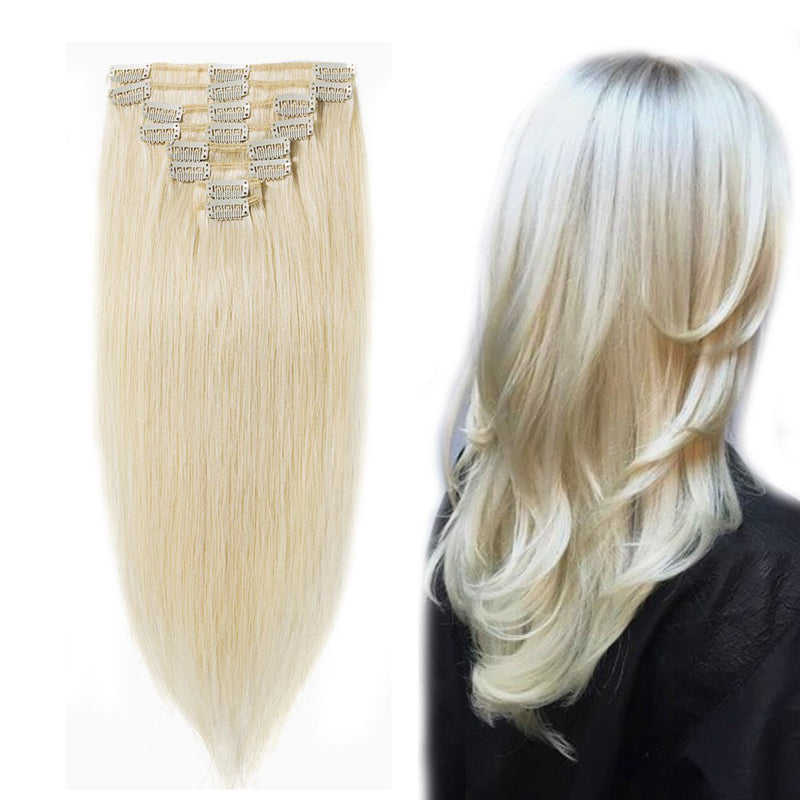 MY-LADY Clip in Remy Human Hair Extensions Highlighted Highlight 10"-24" Grade 7A Quality Full Head 8pcs 18clips Long Soft Silky Straight for Beauty Fashion 120g 24" / 24 inch