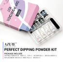 Dip Powder Nail Kit Starter, AZUREBEAUTY Blue Black 8 Colors Acrylic Dipping Powder System Essential Liquid Set with Top/Base Coat Activator Brush Saver for French Nail Art Manicure Beginner DIY Salon AZUREBEAUTY