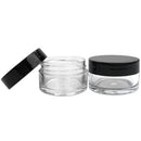 Beauticom 20 gram/20ml Empty Clear Small Round Travel Container Jar Pots with Lids for Make Up Powder, Eyeshadow Pigments, Lotion, Creams, Lip Balm, Lip Gloss, Samples (48 Pieces, Black) Beauticom