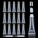 50PCS Lip Gloss Tubes with Silver Cap 10ml Empty Lip Gloss Containers Lip Balm Tubes Refillable Cosmetic Squeeze Tubes for Lip Gloss Base Glitter with 2 x Syringes + 28pcs Tag Labels Stickers AMORIX