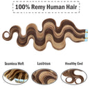 16 Inch Tape in Hair Extensions Body Wave Human Hair Highlight 50g Thin Long Hair 20pcs/pack Seamless Skin Weft Glue in Wavy Hairpieces