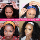 12 Inch Kinky Curly Headband Wig Human Hair for Black Women 150% Density Brazilian Virgin Human Hair Half Wig With Headband Attached Brazilian Virgin None Lace Front Wig Headband Wig Curly Mengkai Hair mengkai Store
