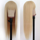 Maycaur Blonde Synthetic Hair Wigs with Full Bangs