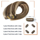 22In 8A Grade Clip In hair Extensions ombre Chocolate Brown to Dark Blonde Double Drawn Silky Long Straight Human Hair 100% Remy Human Hair Salon Quality For Women 70g7PCS((22In