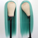 Maycaur Blue Green Color Synthetic Hair Wigs with Natural Hairline Long Straight Women's Wig Heat Resistant Synthetic No Lace Wigs for Fashion Women Maycaur