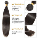 Human Hair Weft Sew In Natural Black Brazilian Hair 3 Bundles Mixed Length Short Long Silky Straight Unprocessed Hair Weave Extensions for Women 12 14 16 Inch
