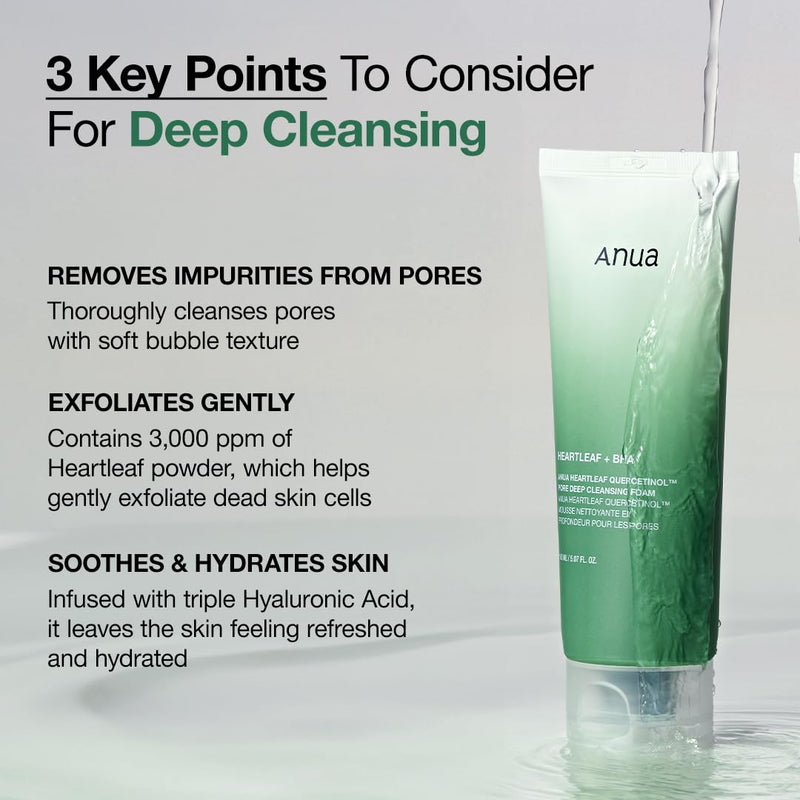 Anua Heartleaf Cleansing Oil & Deep Cleansing Foam & Soothing Toner, Pore Control, Gentle Korean Skincare Infinity Warehouse