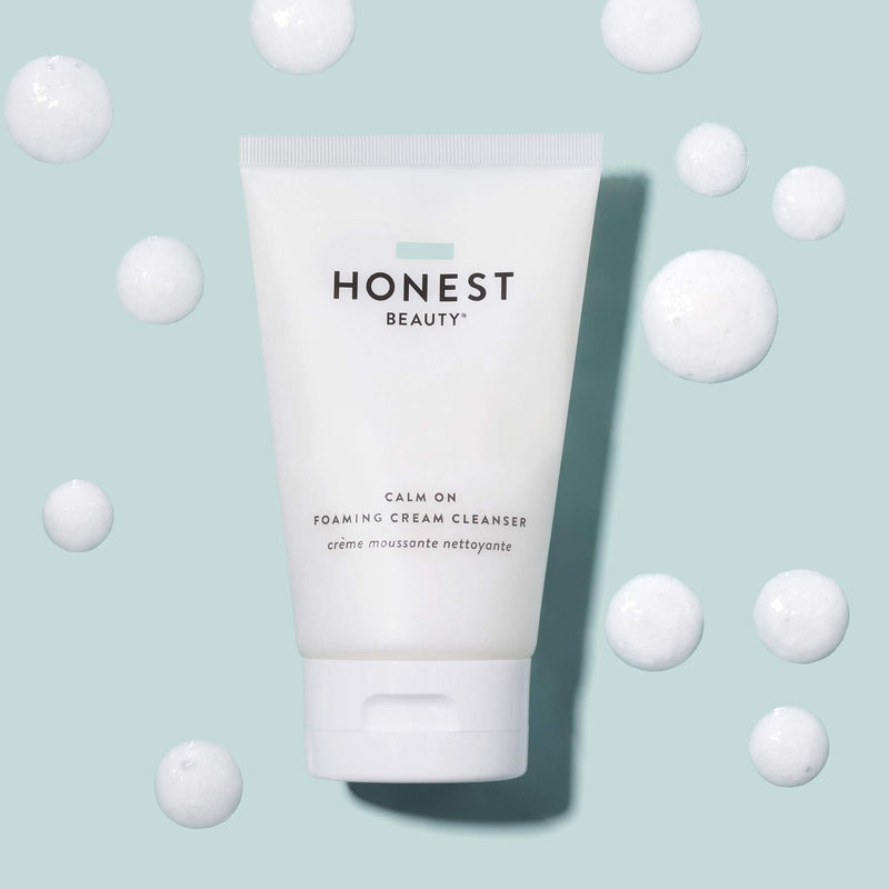 Honest Beauty Calm On Foaming Cream Cleanser | with Hyaluronic Acid + Phytosterols & Phospholipids + Amino Acids | 4 Fl Oz Honest Beauty