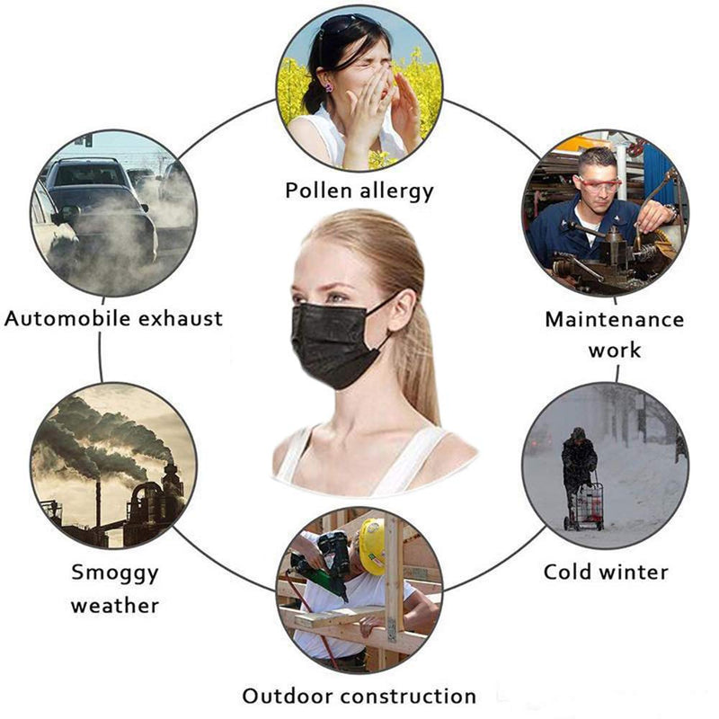 500PCS 3 ply black disposable masks filter mask NNPCBT
