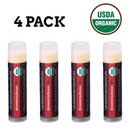 USDA Organic Lip Balm 4-Pack by Earth's Daughter - Strawberry Flavor, Beeswax, Coconut Oil, Vitamin E - Best Lip Repair Chapstick for Dry Cracked Lips. Earth's Daughter Store