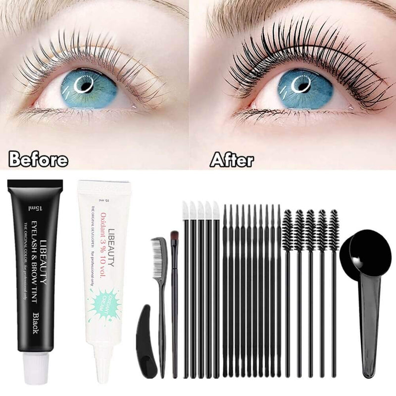Black Lash Tint Kit, Keratin Black Eyelash Dye and Eyebrow Tint, 6 Week Voluminous Brow Tint, Tinting Look For Lash Perm/Lift/Lamination Treatment (Black Eyelash Tint Kit Only) Libeauty