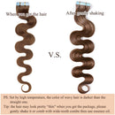 Wavy Tape in Hair Extensions Human Hair 100g 40pcs Body Wave 18 inch Light Brown Long Soft Remy Hair Skin Weft Seamless Invisible Double Side Tape