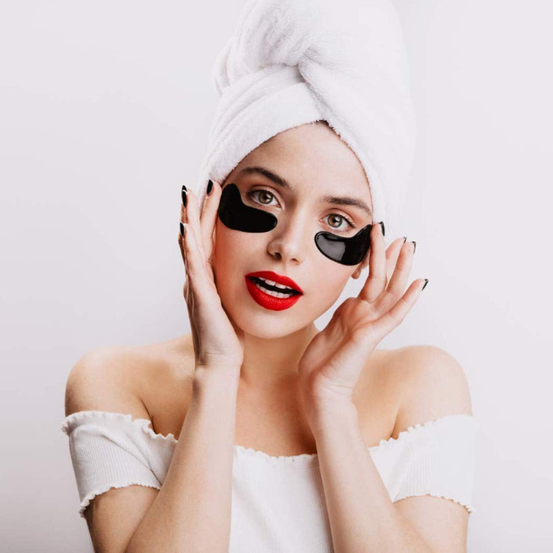 Jakuva 30 Pairs Premium Under Eye Patches,24K Gold Collagen Eye Masks Powder Crystal Gel Masks For Anti Aging, Remove Eye Bags, Anti Wrinkles, Moisturizing & Hydrating, Improves Elasticity (Black) Jakuva Store