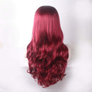 23" Natural Full Wigs Hair Long Wavy Wig Synthetic Heat Resistant (Ombre Red) Rswsp
