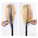 Winsky Blue Clip in Hair Extensions 100% Real Human Hair - Straight Highlights Colored Clip on Hairpieces 5 Pieces/Set (18inch, Blue) Winsky
