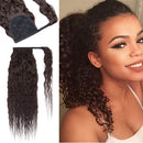 22 Inches Wrap Around Human Hair Ponytail Extensions 100% Remy Human Hair Long Corn Wave Curly With Comb Clip in One Piece Pony Tail Extensions For Girl Lady Women