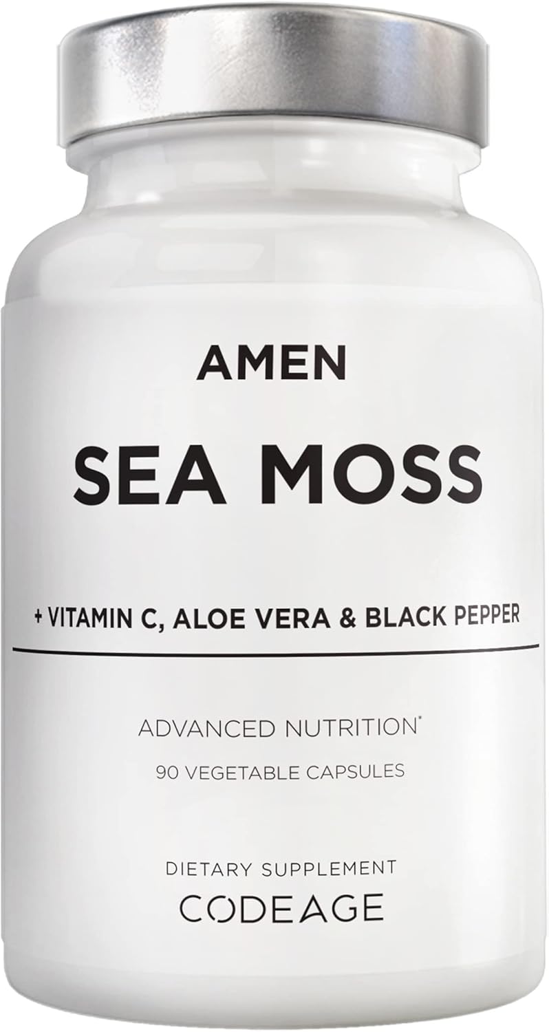 Amen Sea Moss Supplement - 1000mg Organic Irish Sea Moss, Bladderwrack, Burdock - Vitamin C, Aloe Vera, Black Pepper - Seaweed Superfood, Vitamins, Minerals, and Antioxidants - Non-GMO - 90 Capsules Infinity Warehouse