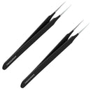 Ingrown Hair Tweezers | Pointed Tip | 2 Pack | Black | Precision Stainless Steel | Extra Sharp and Perfectly Aligned for Ingrown Hair Treatment & Splinter Removal For Men and Women | By Tweezees Tweezees