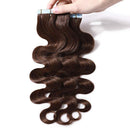 Wavy Tape in Hair Extensions 100% Human Hair Body Wave 18 inch Medium Brown Long Soft Remy Hair Skin Weft Seamless Invisible Double Side Tape 20pcs/50g