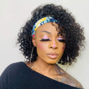 10 Inch Kinky Curly Headband Wig Human Hair for Black Women 150% Density Brazilian Virgin Human Hair Half Wig With Headband Attached Brazilian Virgin None Lace Front Wig Culry Headband Wig Mengkai Hair mengkai Store
