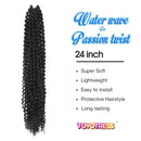Toyotress Passion Twist Hair - 24 Inch 7packs Natural Black Water Wave Crochet Braids Synthetic Braiding Hair Extensions (24 Inch 7Packs, 1B) ToyoTress Store