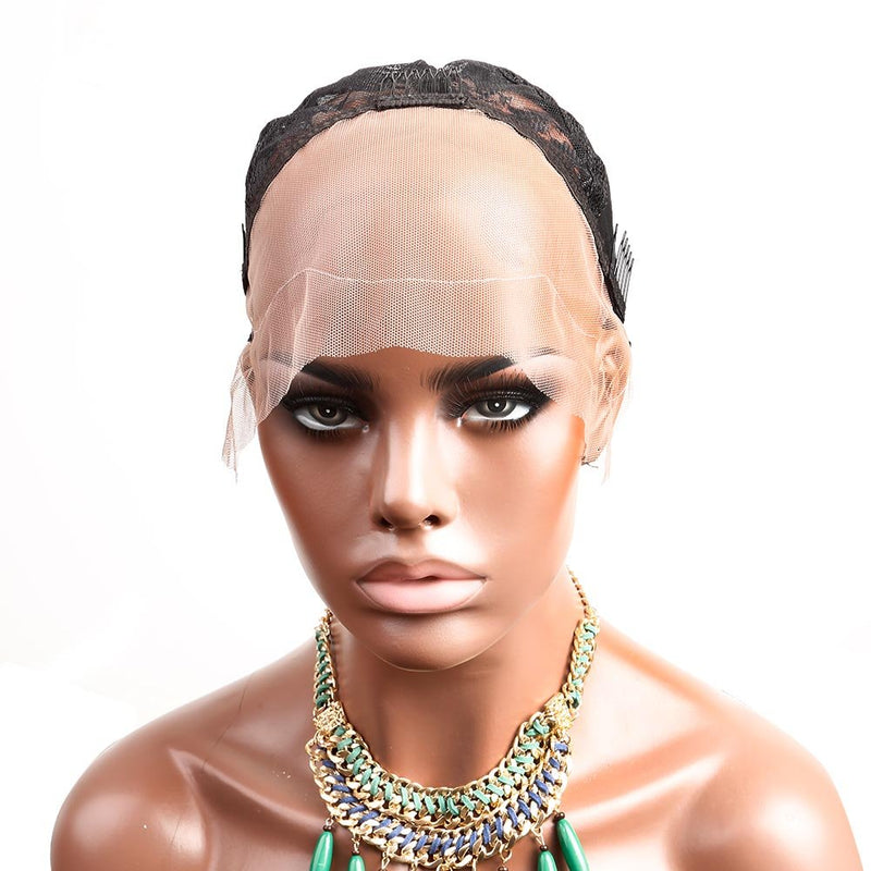 Bella Hair Breathable Lace Front Wig Cap for Making Wigs with Adjustable Straps and Combs Swiss Lace Black Medium Size Bella Hair Store