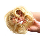Bella Hair Instant Messy Bun Extension, Real Human Hair Scrunchies for Women Wavy Curly Up-Do Chignon Hairpiece (