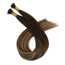 Ugeat I Tip Hair Extensions Human Hair 22Inch I Tip Hair Extensions Balayage Brown