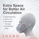 Shero 6-Layer Copper-Infused Face Mask With Nose Wire, Washable and Breathable Filtered Face Mask, (Black, M/L) Shero