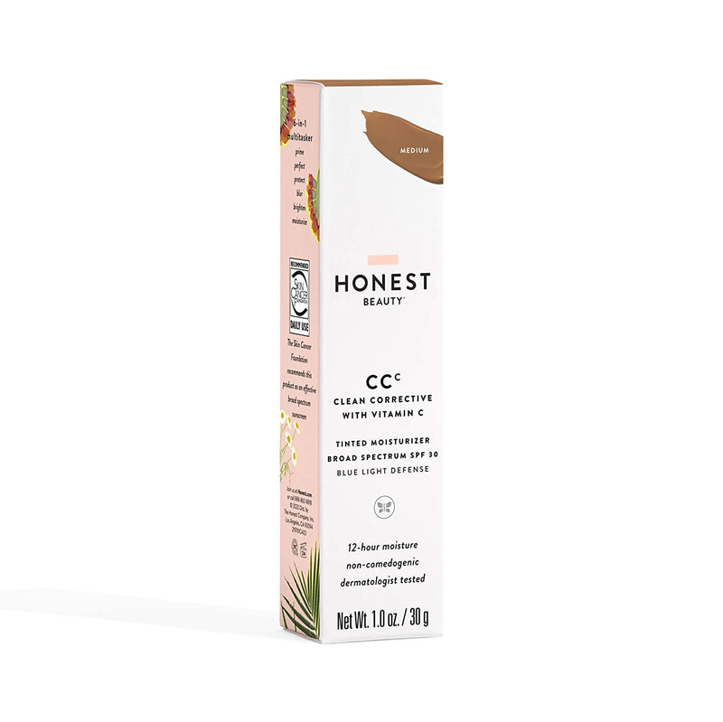 Honest Beauty Clean Corrective with Vitamin C Tinted Moisturizer Broad Spectrum SPF 30, Medium | VEGAN | 6-in-1 Multitasker | Chemical Sunscreen Free & Dermatologist Tested | 1oz, Packaging may vary Honest Beauty Store