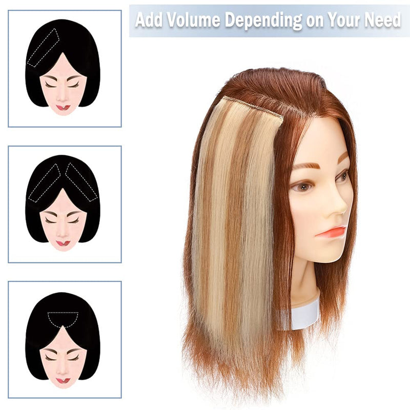 Hairro Seamless Clip in Mini Hairpiecs 10 Inch 100% Human Hair Extensions for Men and Women Adding Volume Highlight
