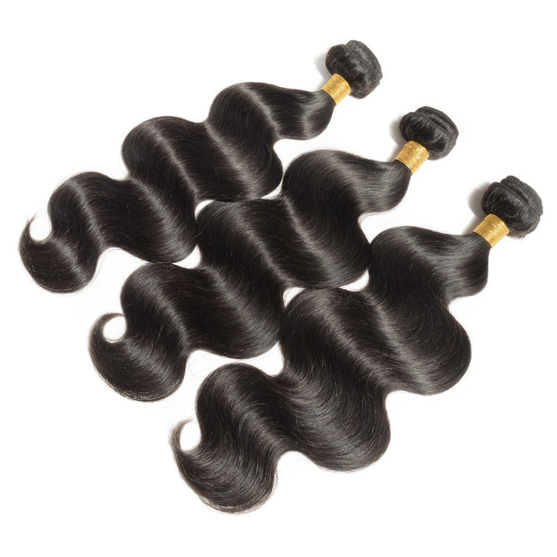 20 Inch Human Hair Weft Sew In Natural Black Brazilian Hair 3 Bundles Long Body Wave Unprocessed Hair Weave Extensions for Women 20"x3