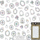 Catwalk Premium Peel-N-Stick Holographic Nail Stickers (Silver Princess Heart Metallic) Catwalk Nail Collection