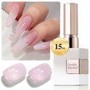 Double Rhythm Translucent Gel Polish Sheer Neutral Natural Light Milky Same Color Same Bottle 15ML Jelly UV Polish Nail Art DIY at Home (Jelly Nude Brown-A1492) Infinity Warehouse