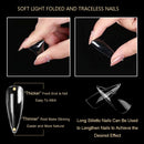JASSINS False Nail Tips Artificial Nails,100 PCS Fake Clear Full Cover Nails 10 Sizes (Long Stiletto) JASSINS